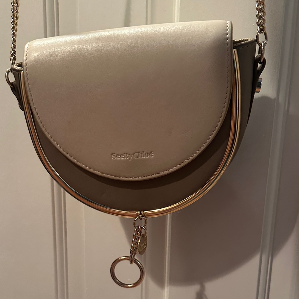 See By Chloe Cream and Tan Crossbody Bag